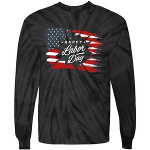 Happy Labor Day Gift American Flag Tie-Dye Long Sleeve Shirt