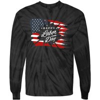 Happy Labor Day Gift American Flag Tie-Dye Long Sleeve Shirt