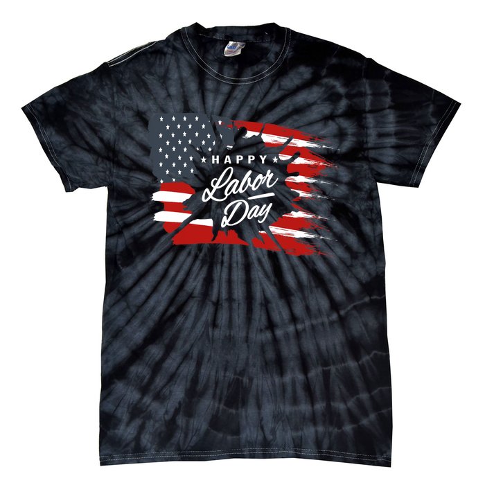 Happy Labor Day Gift American Flag Tie-Dye T-Shirt