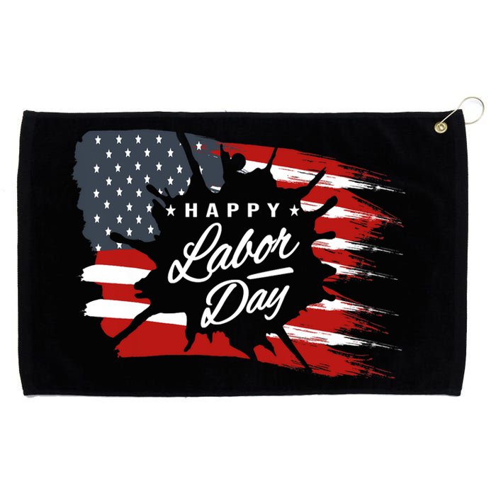 Happy Labor Day Gift American Flag Grommeted Golf Towel