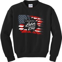 Happy Labor Day Gift American Flag Kids Sweatshirt