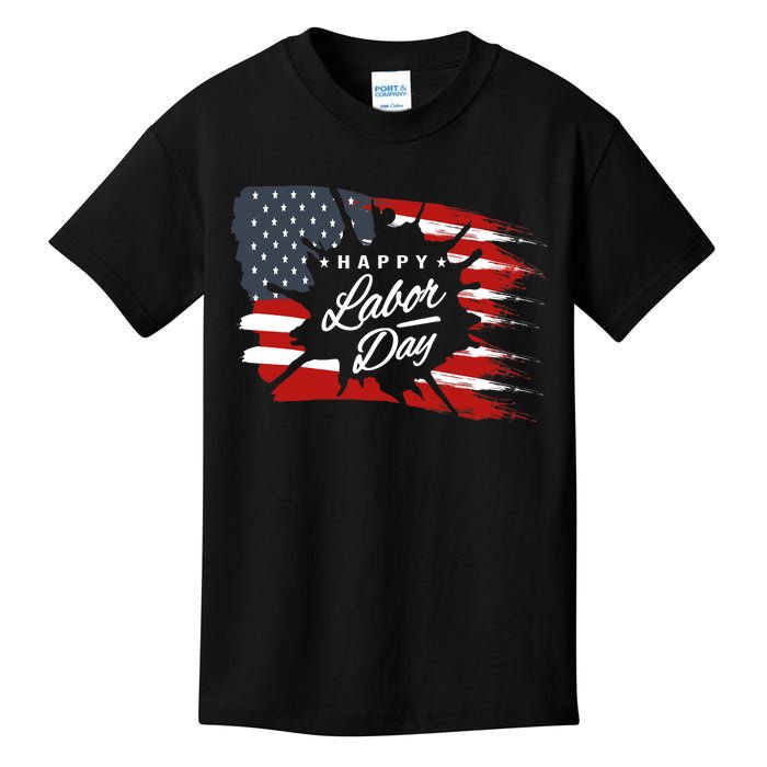 Happy Labor Day Gift American Flag Kids T-Shirt