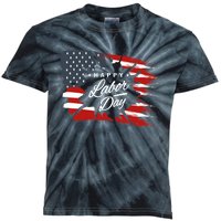 Happy Labor Day Gift American Flag Kids Tie-Dye T-Shirt