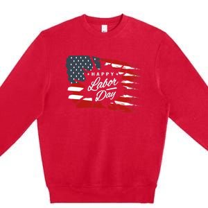 Happy Labor Day Gift American Flag Premium Crewneck Sweatshirt