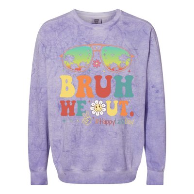 Happy Last Day Of School Teacher Students Summer Bruh We Out Colorblast Crewneck Sweatshirt