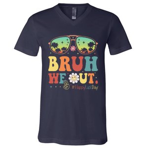 Happy Last Day Of School Teacher Students Summer Bruh We Out V-Neck T-Shirt