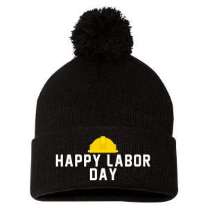 HAPPY LABOR DAY Pom Pom 12in Knit Beanie