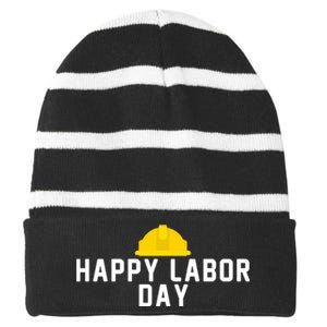 HAPPY LABOR DAY Striped Beanie with Solid Band