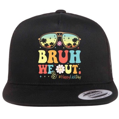 Happy Last Day Of School Teacher Students Summer Bruh We Out Flat Bill Trucker Hat