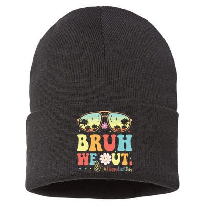 Happy Last Day Of School Teacher Students Summer Bruh We Out Sustainable Knit Beanie