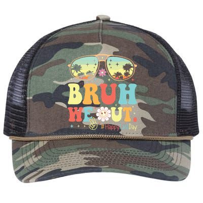 Happy Last Day Of School Teacher Students Summer Bruh We Out Retro Rope Trucker Hat Cap