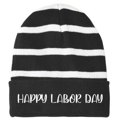 HAPPY LABOR DAY Striped Beanie with Solid Band