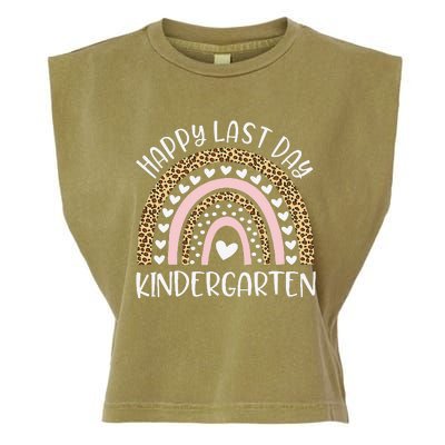 Happy Last Day Of Kindergarten Teacher Student Rainbow Garment-Dyed Women's Muscle Tee