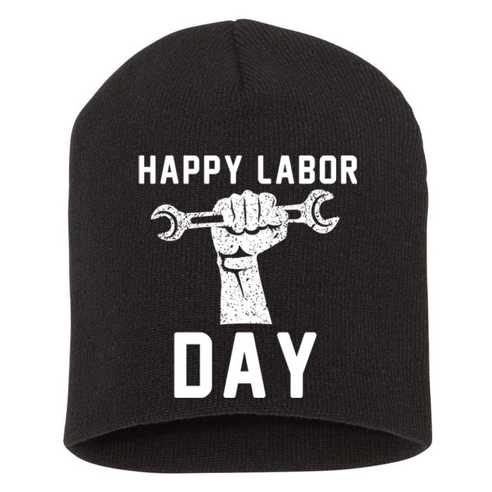 HAPPY LABOR DAY Short Acrylic Beanie