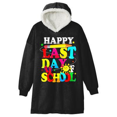 Happy Last Day Of School Students Teachers End Of The Year Hooded Wearable Blanket