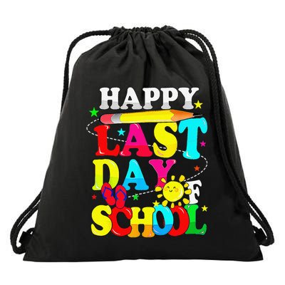 Happy Last Day Of School Students Teachers End Of The Year Drawstring Bag