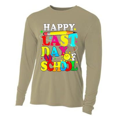 Happy Last Day Of School Students Teachers End Of The Year Cooling Performance Long Sleeve Crew