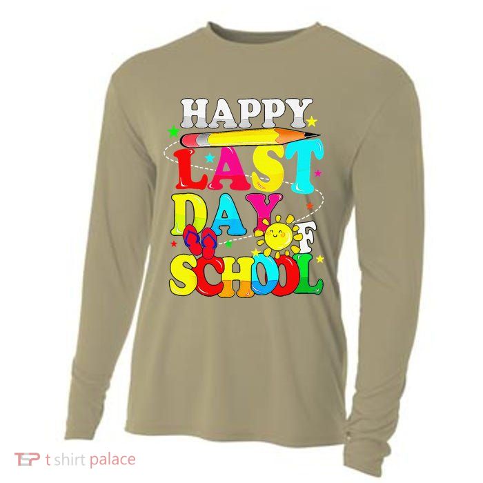 Happy Last Day Of School Students Teachers End Of The Year Cooling Performance Long Sleeve Crew