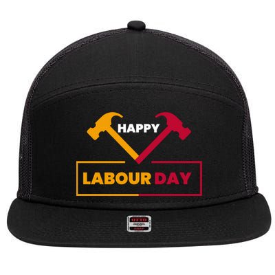 Happy Labor Day Celebration Graphic 7 Panel Mesh Trucker Snapback Hat