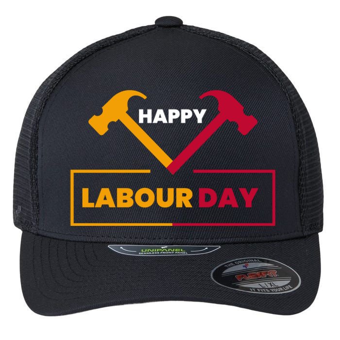 Happy Labor Day Celebration Graphic Flexfit Unipanel Trucker Cap