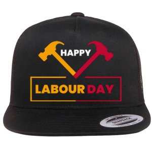 Happy Labor Day Celebration Graphic Flat Bill Trucker Hat