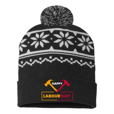 Happy Labor Day Celebration Graphic USA-Made Snowflake Beanie