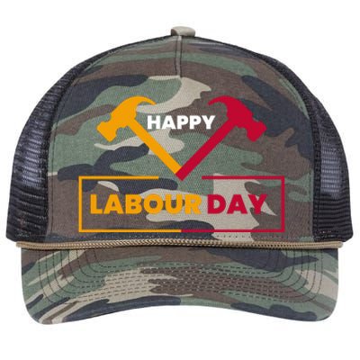 Happy Labor Day Celebration Graphic Retro Rope Trucker Hat Cap