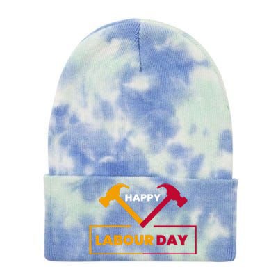 Happy Labor Day Celebration Graphic Tie Dye 12in Knit Beanie