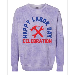 Happy Labor Day Celebration Graphic Colorblast Crewneck Sweatshirt