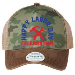 Happy Labor Day Celebration Graphic Legacy Tie Dye Trucker Hat