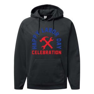 Happy Labor Day Celebration Graphic Performance Fleece Hoodie