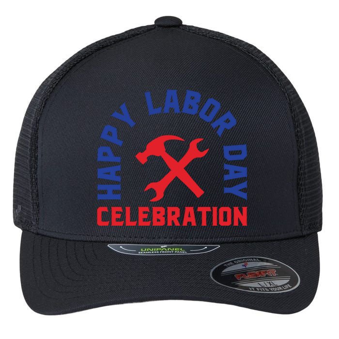 Happy Labor Day Celebration Graphic Flexfit Unipanel Trucker Cap