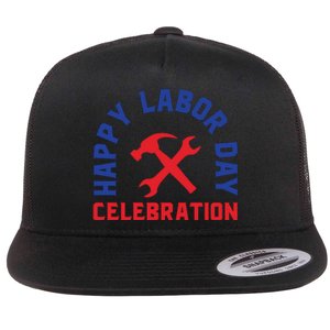 Happy Labor Day Celebration Graphic Flat Bill Trucker Hat