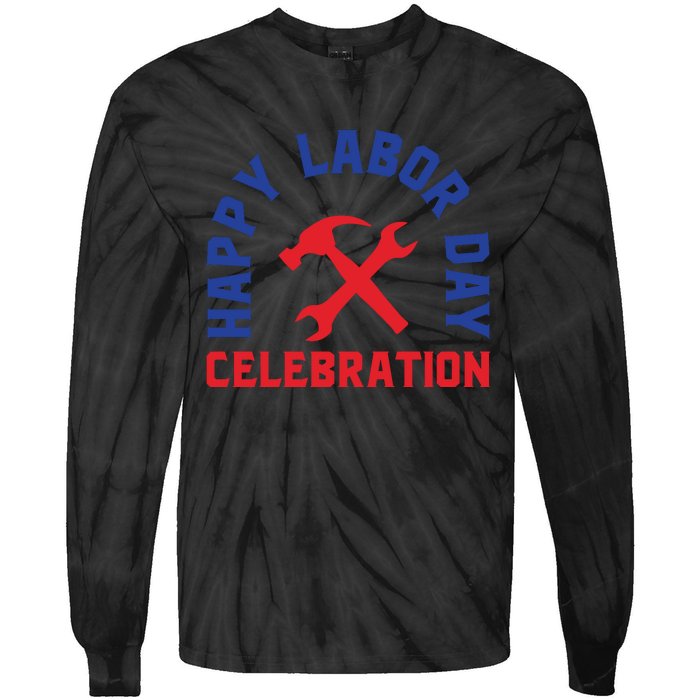 Happy Labor Day Celebration Graphic Tie-Dye Long Sleeve Shirt