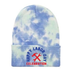 Happy Labor Day Celebration Graphic Tie Dye 12in Knit Beanie