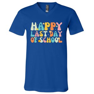 Happy Last Day Of School Teacher Student Graduation V-Neck T-Shirt