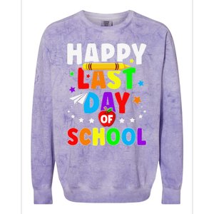 Happy Last Day Of School Graduation Teacher Students Colorblast Crewneck Sweatshirt