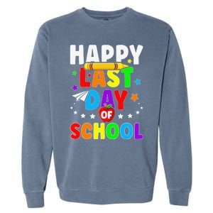 Happy Last Day Of School Graduation Teacher Students Garment-Dyed Sweatshirt