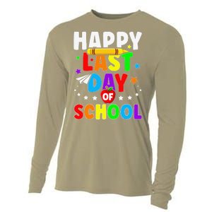 Happy Last Day Of School Graduation Teacher Students Cooling Performance Long Sleeve Crew