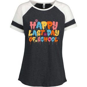 Happy Last Day Of School Teacher Student Graduation Enza Ladies Jersey Colorblock Tee