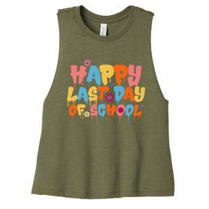 Happy Last Day Of School Teacher Student Graduation Women's Racerback Cropped Tank