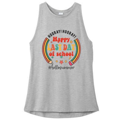 Happy Last Day Of School Hello Summer Students And Teachers Gift Design Ladies PosiCharge Tri-Blend Wicking Tank