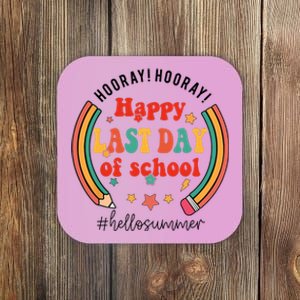 Happy Last Day Of School Hello Summer Students And Teachers Gift Design Coaster