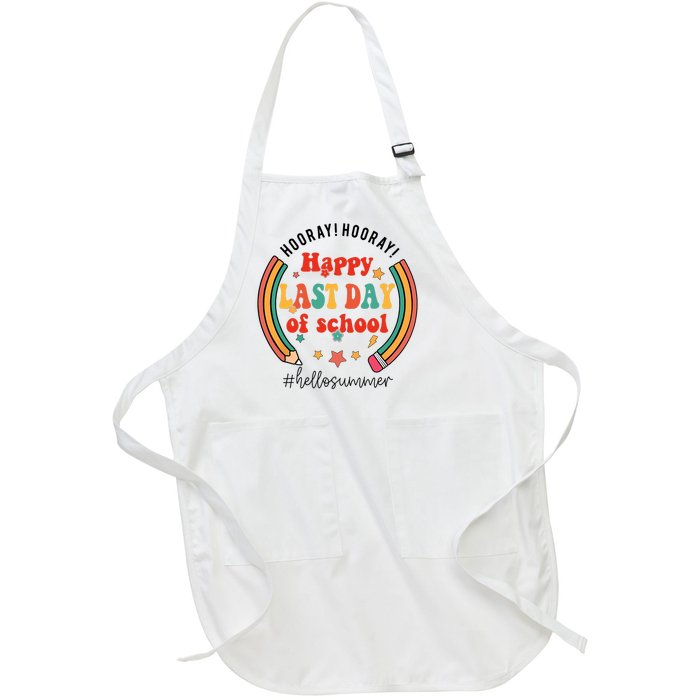 Happy Last Day Of School Hello Summer Students And Teachers Gift Design Full-Length Apron With Pockets