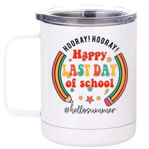 Happy Last Day Of School Hello Summer Students And Teachers Gift Design 12 oz Stainless Steel Tumbler Cup