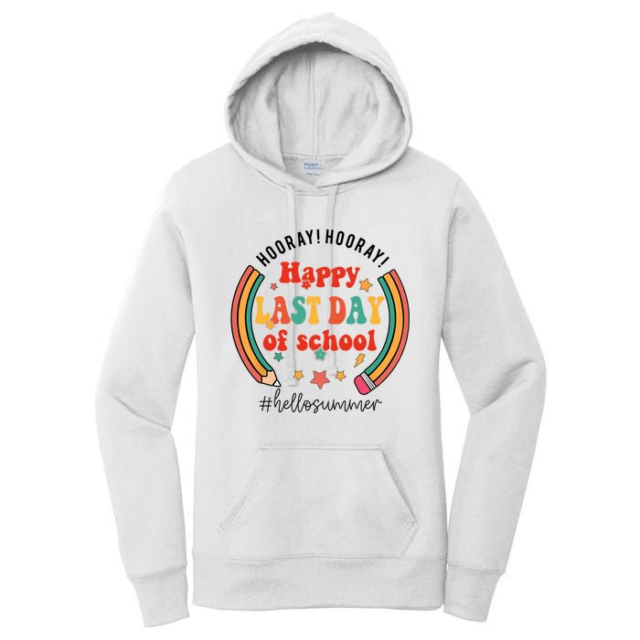 Happy Last Day Of School Hello Summer Students And Teachers Gift Design Women's Pullover Hoodie