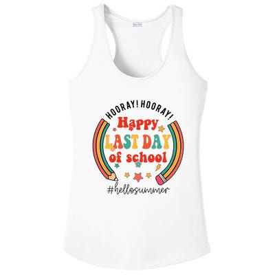 Happy Last Day Of School Hello Summer Students And Teachers Gift Design Ladies PosiCharge Competitor Racerback Tank