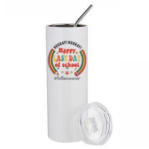 Happy Last Day Of School Hello Summer Students And Teachers Gift Design Stainless Steel Tumbler