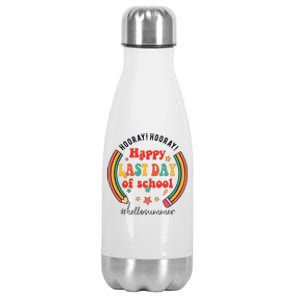 Happy Last Day Of School Hello Summer Students And Teachers Gift Design Stainless Steel Insulated Water Bottle