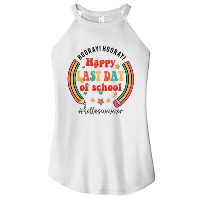 Happy Last Day Of School Hello Summer Students And Teachers Gift Design Women's Perfect Tri Rocker Tank